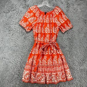 Ann Taylor Shift Dress Womens LP Colorful Summer Geometric Peasant Beach Boho